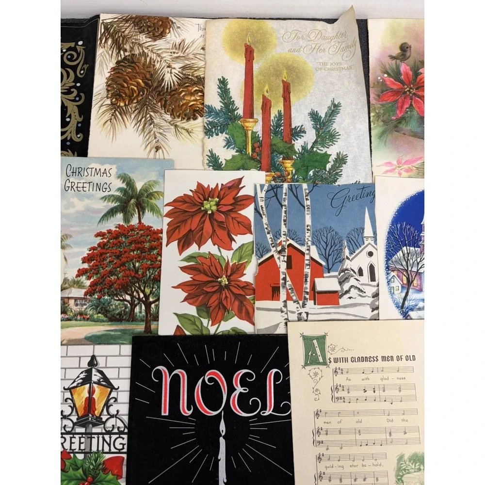 Vintage Retro Christmas Cards Fronts ONLY 1950s 1960s Scrapbooking Crafts 50+
